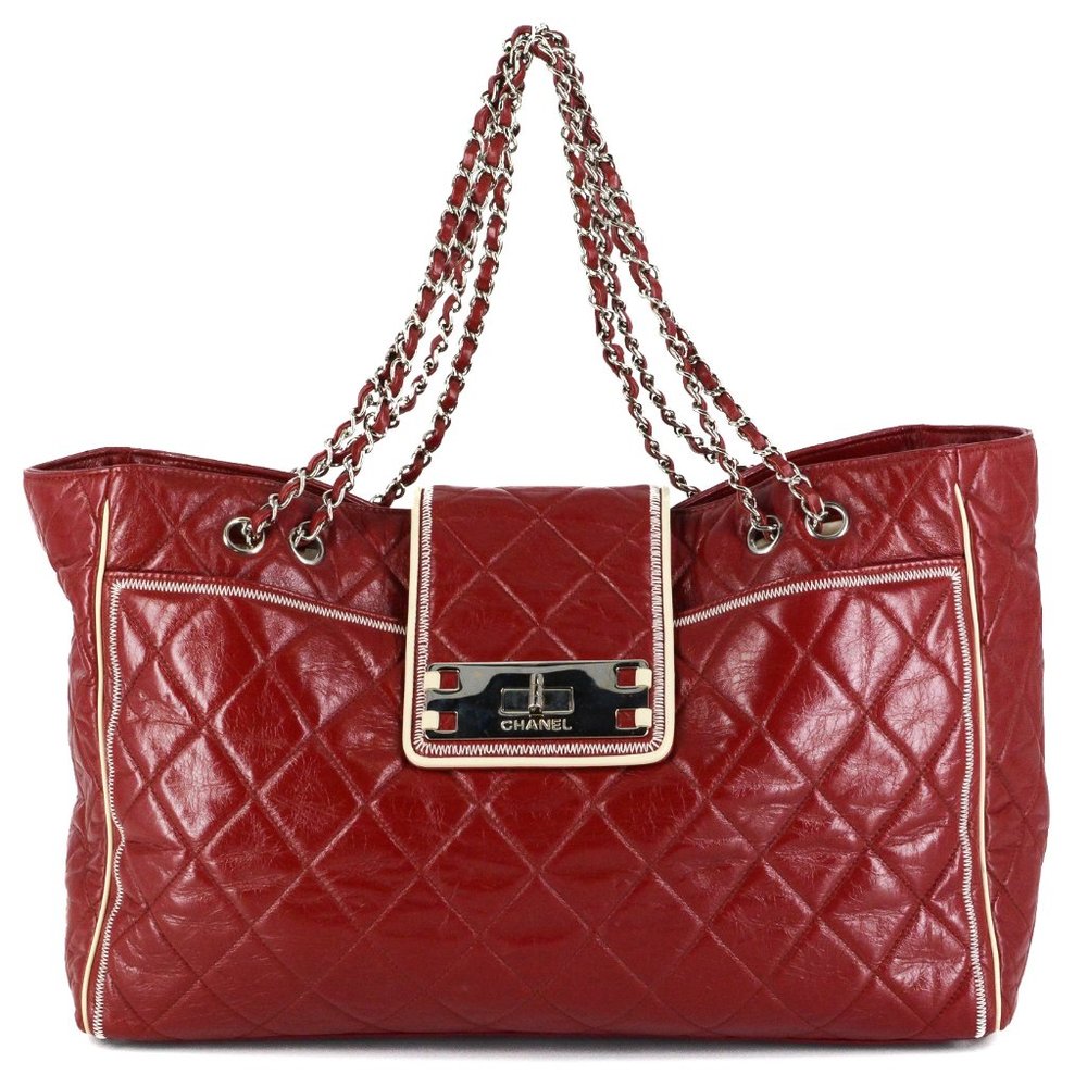 CHANEL Lambskin Quilted Large East West Tote